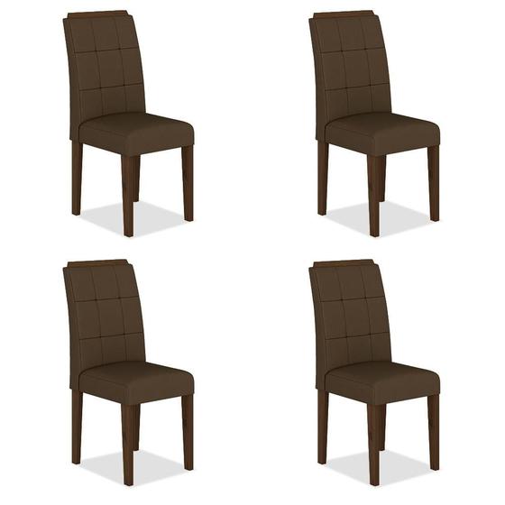 Imagem de Kit 4 Cadeiras Estofadas Vitória Imbuia/marrom - Móveis Arapongas