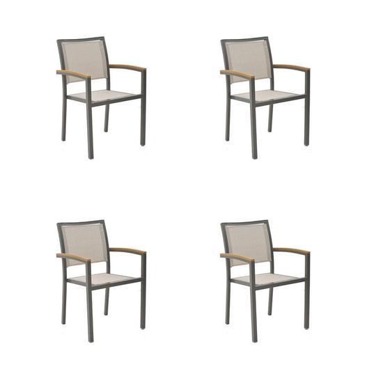 Imagem de Kit 4 Cadeiras Externas Maragogi Amêndoa Tela Bege Rivatti