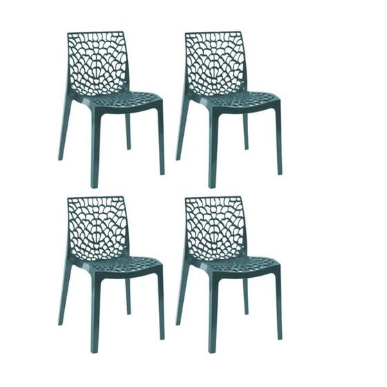 Imagem de Kit 4 Cadeiras Gruvyer Azul Petroleo Polipropileno Fratini