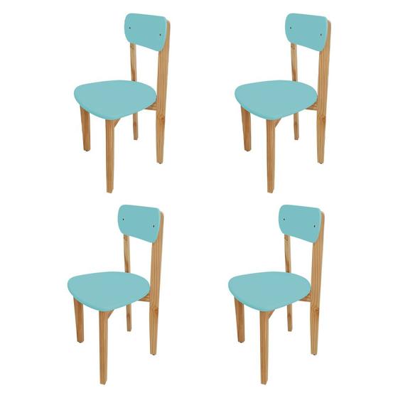 Imagem de Kit 4 Cadeiras Infantil para Restaurante Colorê Assento Verde Pés em Madeira Maciça Natural