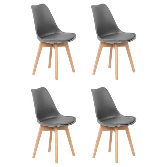 Imagem de Kit 4 Cadeiras Jantar Eames Wood Leda Design Estofada Cinza
