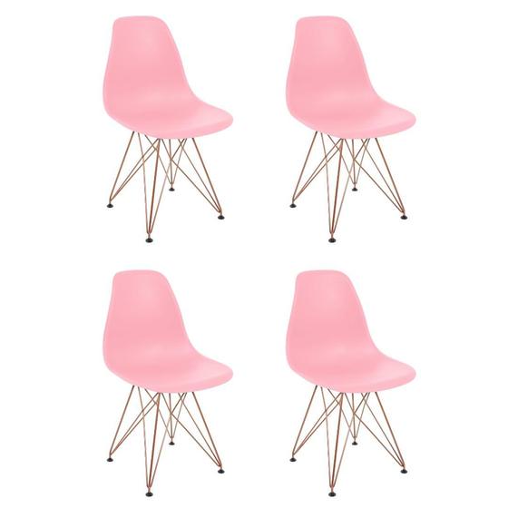 Imagem de Kit 4 Cadeiras Jantar Eiffel Eames Design Rosa Ferro Cobre