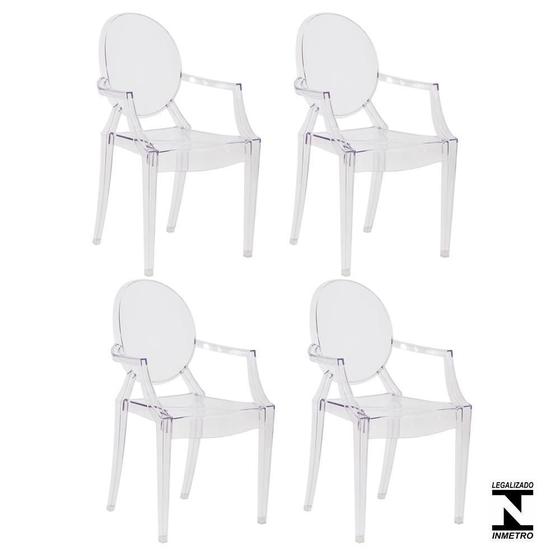Imagem de Kit 4 Cadeiras Louis Ghost Transparente Policarbonato Sala