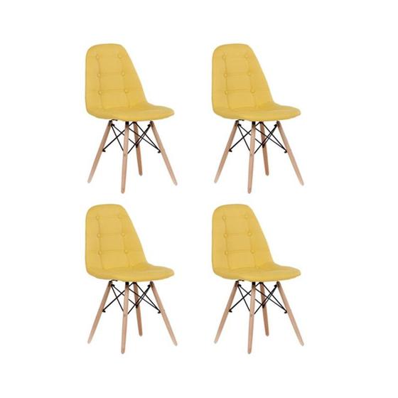 Imagem de Kit 4 Cadeiras Madrid Amarelo Madeira Couro Fratini