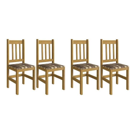 Imagem de Kit 4 Cadeiras Maira Madeira Maciça Cerejeira/Xadrez Marrom Espresso Móveis