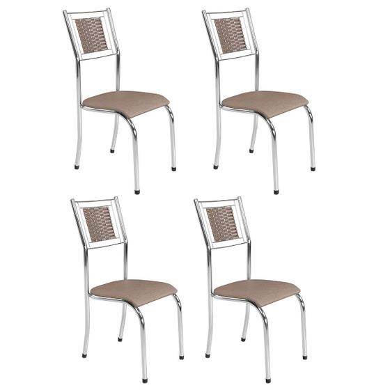 Imagem de Kit 4 Cadeiras para Cozinha Belize Cromado/Bege 7084 - Wj Design