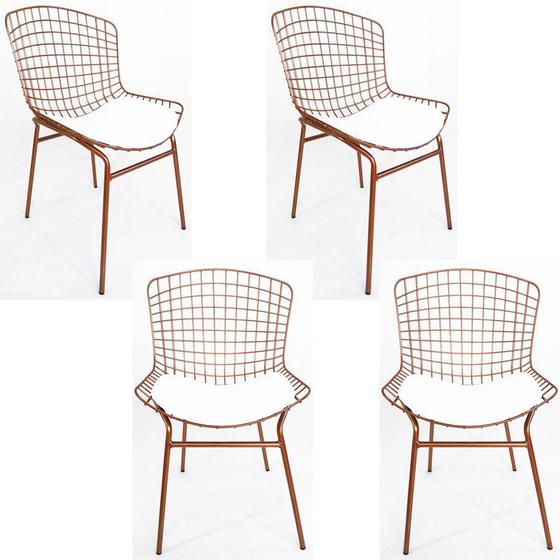 Imagem de Kit 4 Cadeiras para cozinha BERTÓIA cobre assento branco tubular - Poltronas do Sul