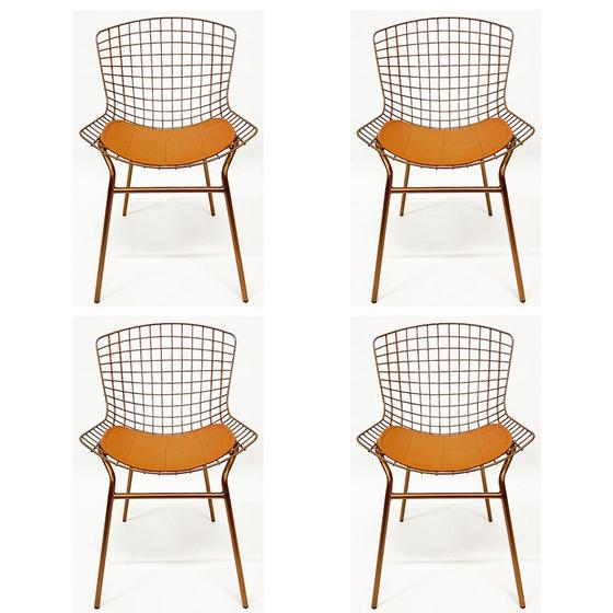 Imagem de Kit 4 Cadeiras para cozinha BERTÓIA cobre tubular - Poltronas do Sul
