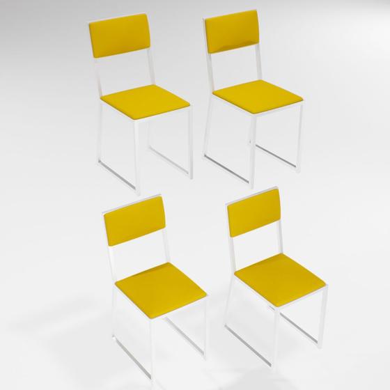 Imagem de Kit 4 Cadeiras Para Cozinha Estofada Industrial Riviera Branca