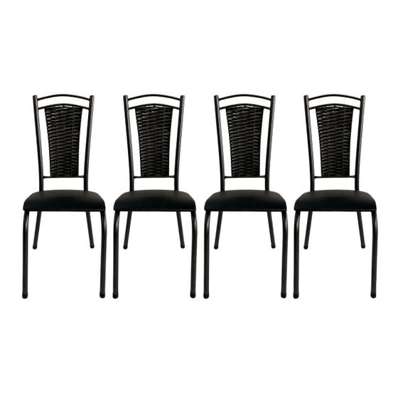 Imagem de Kit 4 Cadeiras para Cozinha Paris Preto Craquelado/Preto 103 - Wj Design