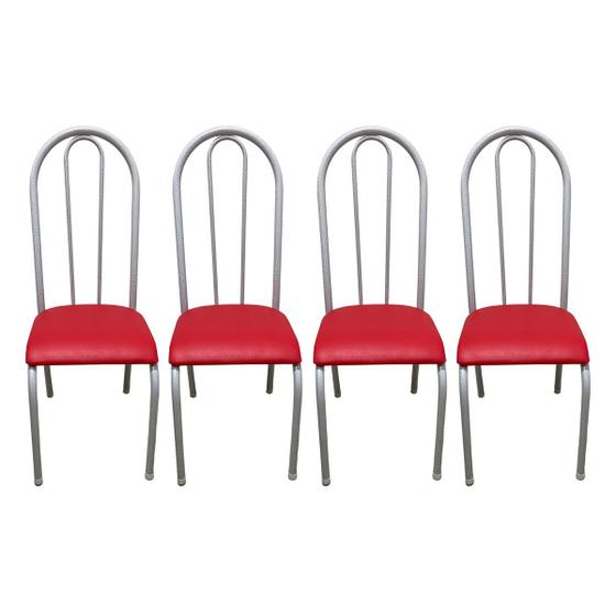Imagem de Kit 4 Cadeiras para Cozinha Requinte Branco/Vermelho 10922 - Wj Design