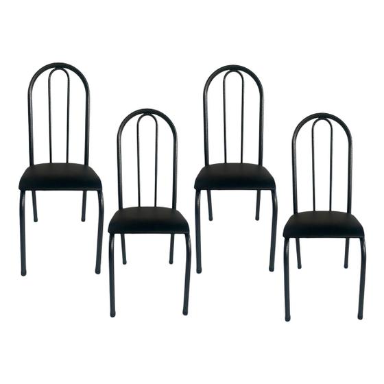 Imagem de Kit 4 Cadeiras para Cozinha Requinte Preto 381 - Wj Design