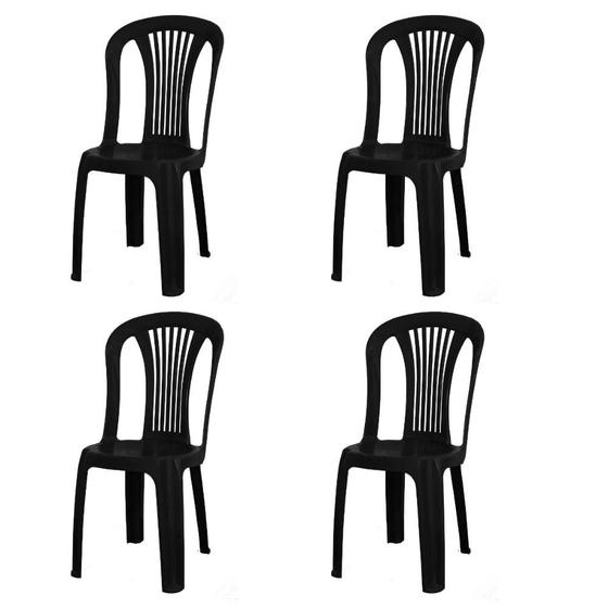 Kit 4 Cadeiras Plásticas Bistro Preta Menor preço em Kit 4 Cadeiras Plásticas Bistro Preta