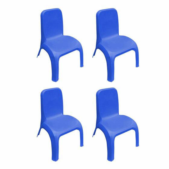 Imagem de Kit 4 Cadeiras Plásticas Infantil Azul
