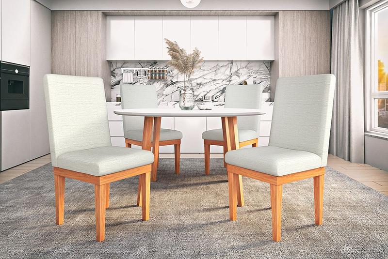 Imagem de KIT 4 Cadeiras Reforçada Sala de Jantar Cozinha Luxo Linho