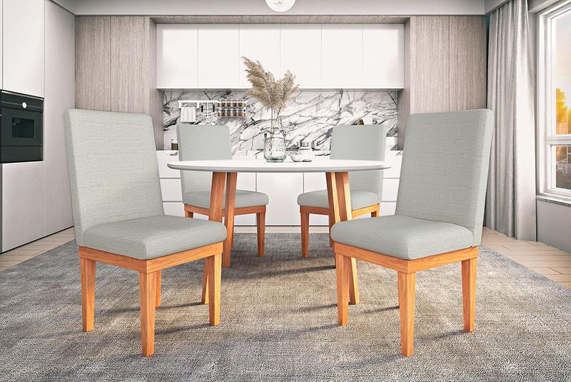 Imagem de KIT 4 Cadeiras Reforçada Sala de Jantar Cozinha Luxo Linho