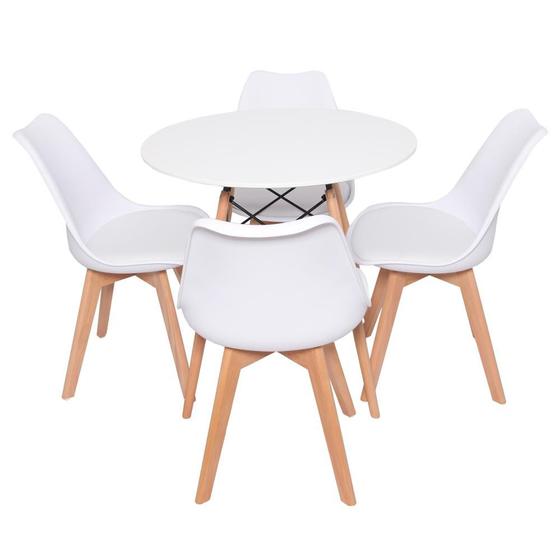 Imagem de Kit 4 Cadeiras Saarinen Branca + Mesa Redonda 70cm Branca