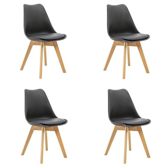 Imagem de Kit 4 Cadeiras Saarinen Wood Com Estofamento Várias Cores