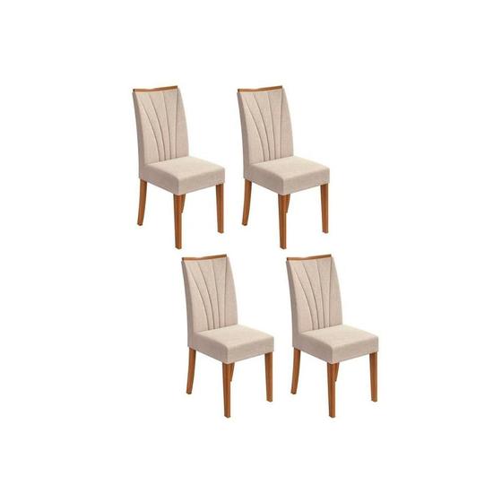 Imagem de Kit 4 Cadeiras Sala Jantar Apogeu  4 Un Rovere/Amêndoa/Linho Rinzai Bege - Lopas