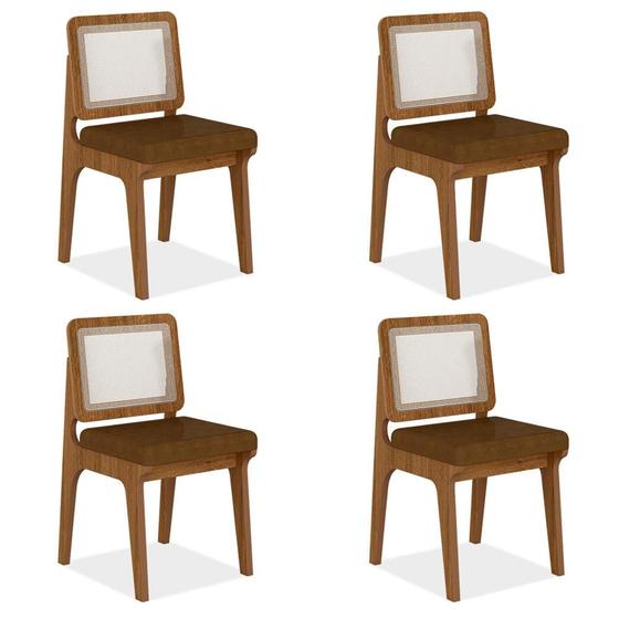 Imagem de Kit 4 Cadeiras Sextavada Maine Freijó/material sintético Caramelo - Móveis Arapongas