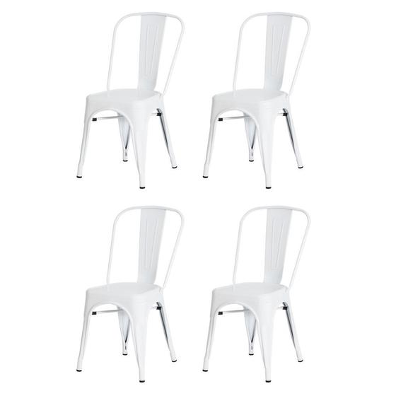 Imagem de Kit 4 Cadeiras Tolix Iron Design Branca Aço Industrial Sala Cozinha Jantar Bar