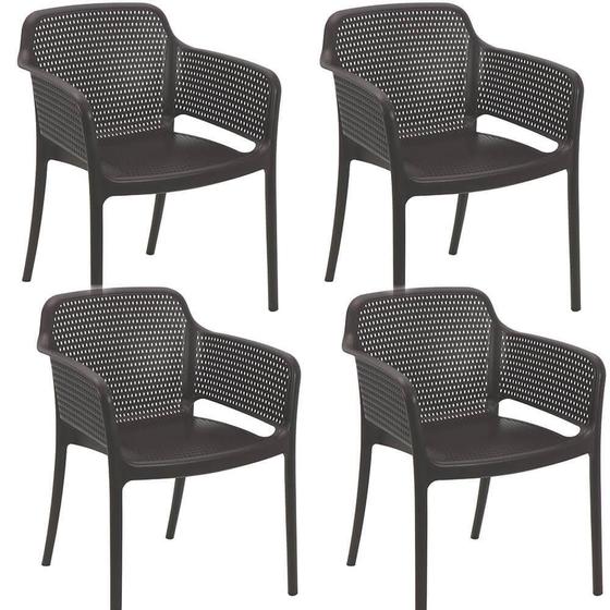 Imagem de Kit 4 Cadeiras Tramontina Gabriela Em Polipropileno E Fibra De Vidro Marrom 92151109