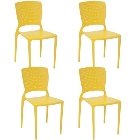 Imagem de Kit 4 Cadeiras Tramontina Safira em Polipropileno e Fibra de Vidro Amarela 92048000