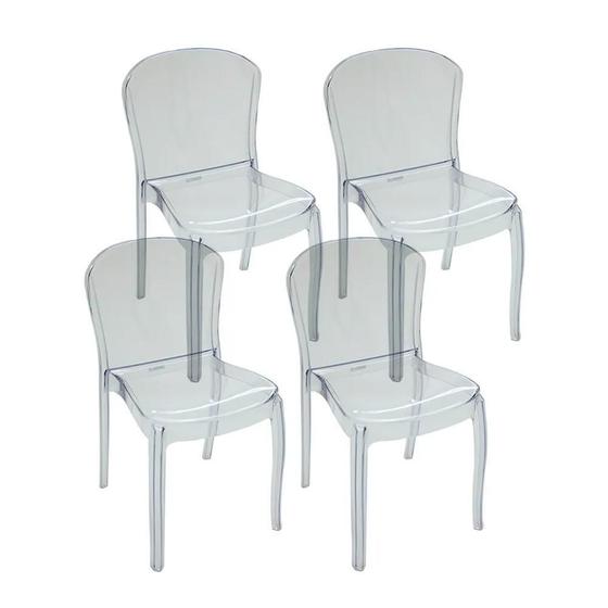 Imagem de Kit 4 Cadeiras Transparentes Sem Braços Anna Policarbonato