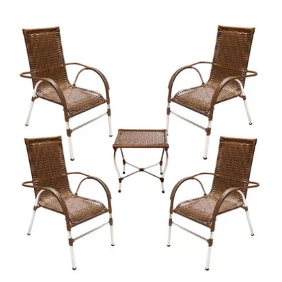 Imagem de Kit 4 Cadeiras Vênus e Mesa de Centro Garden em Alumínio Área Externa Trama Original