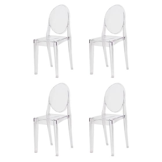Imagem de Kit 4 Cadeiras Victoria Ghost Transparente Sala Cozinha Jant