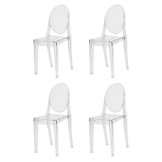 Imagem de Kit 4 Cadeiras Victoria Ghost Transparente Sala Cozinha Jantar