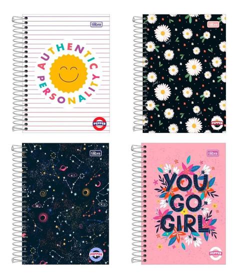 Kit 4 Cadernos Espiral 1 Matéria Pepper 80 Folhas Feminino Menor preço em Kit 4 Cadernos Espiral 1 Matéria Pepper 80 Folhas Feminino