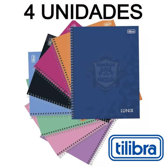 Imagem de Kit 4 Cadernos Espiral 80 Folhas Universitário Cores Capa Dura Sortido Materiais Escolares 152996-4