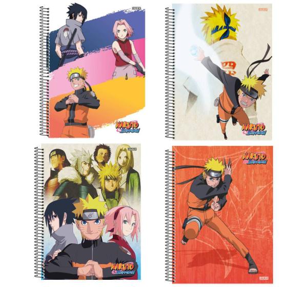 Imagem de Kit 4 Cadernos Naruto Shippuden Espiral 1 Matéria Escolar