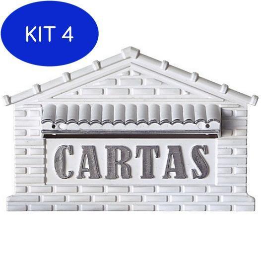 Imagem de Kit 4 Caixa De Correios Carta Embutir Muro Ou Portão Branca