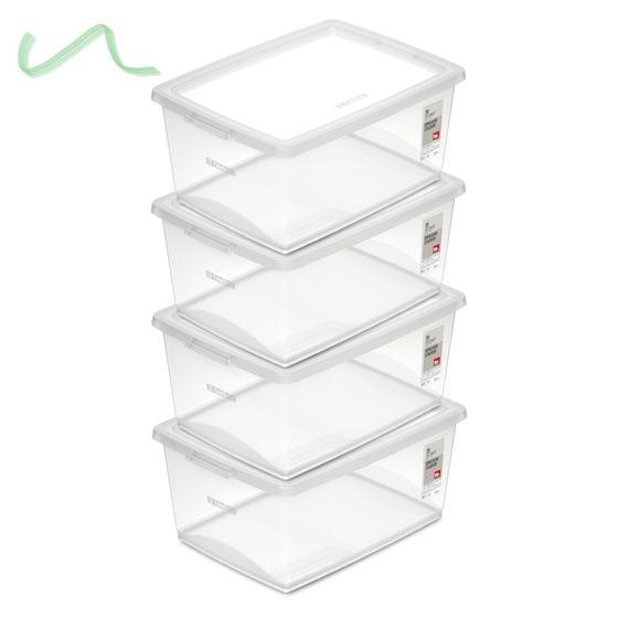 Imagem de Kit 4 Caixa Organizadora 30l Ordene Design Moderno Cristal