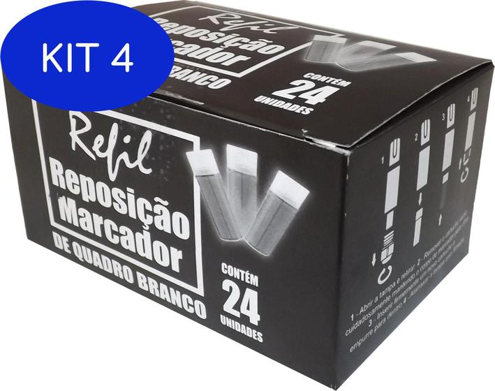 Imagem de Kit 4 Caixas Com 24 Un De Refil Recarga Para Pincel Board