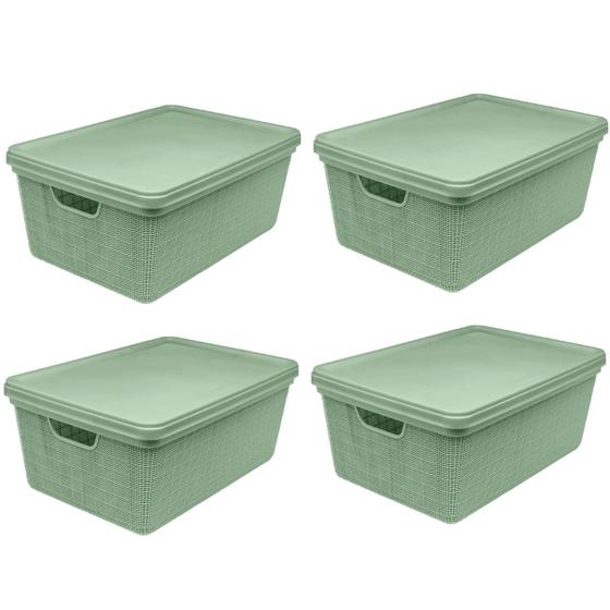 Imagem de Kit 4 Caixas Juta Decorativo Multiuso 5L Verde 3260-JAGUAR