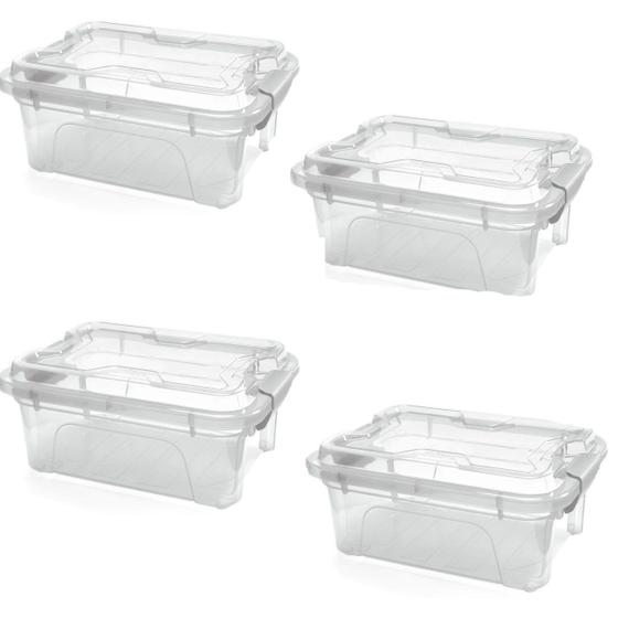 Imagem de Kit 4 Caixas Organizadora Translucida 3 Litros C/ Trava