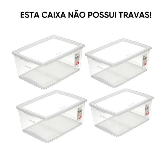 Imagem de kit 4 Caixas Organizadoras Com Trava 30L Cristal Ordene