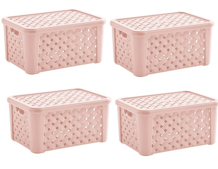 Kit 4 Caixas Organizadoras RATTAN 5 litros C/Tampa 24x17x12cm Rosa 709 Paramount Menor preço em Kit 4 Caixas Organizadoras RATTAN 5 litros C/Tampa 24x17x12cm Rosa 709 Paramount