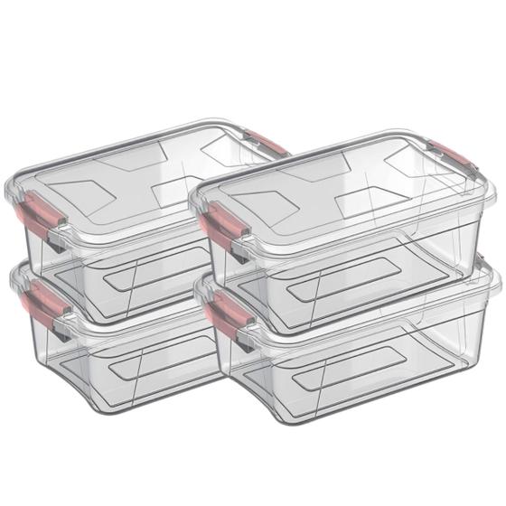 Imagem de Kit 4 Caixas Organizadoras Transparente Multiuso Empilhável C/ Tampa 3L