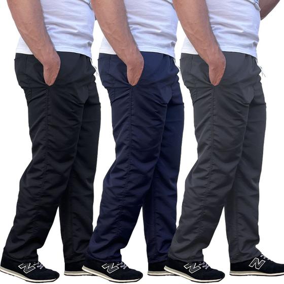 Imagem de Kit 4 Calça Masculina Tactel Lisa Sem Forro Academia Uniforme