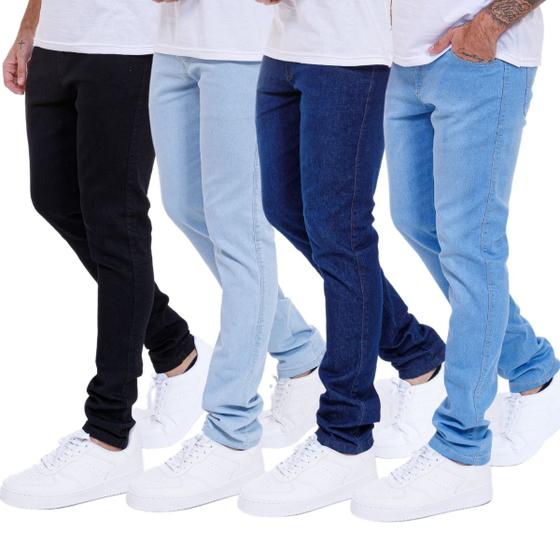 Imagem de Kit 4 Calças Jeans Sarja Masculina Slim Skinny C Lycra