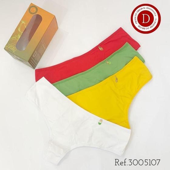 Imagem de Kit 4 calcinha Fio Larga Diamantes Lingerie TAM P