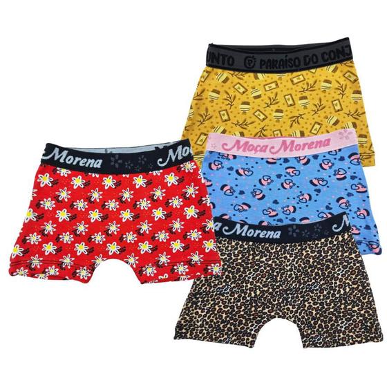 Imagem de Kit 4 Calcinhas Cuecas Boxer Infantil Juvenil Menina