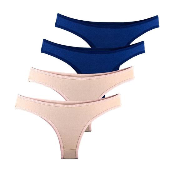 Imagem de Kit 4 Calcinhas Tanga Try Basics Algodão Cotton Básica Lisa Moda Lingerie