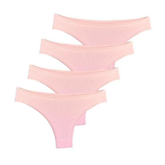 Imagem de Kit 4 Calcinhas Tanga Try Basics Algodão Cotton Básica Lisa Moda Lingerie