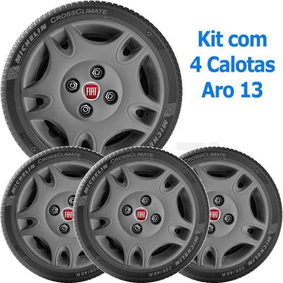 Imagem de Kit 4 Calota Fiat Palio Uno Mille Siena Aro 13 Grafite 050Cb