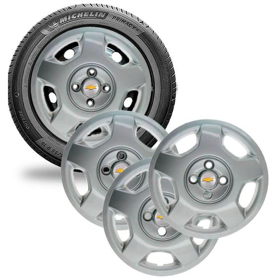 Imagem de Kit 4 Calotas Aro 14 Corsa Hatch 04/10 Encaixe Parafuso Cb